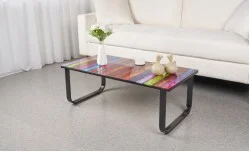 Măsuță cafea  cu blat din sticla KJCT158, model multicolor