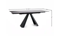 Masa Living Extensibila Blat Ceramic Salvadore Gri/Negru Mat