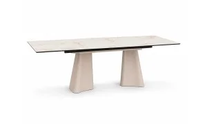 Masa Living Extensibila Blat Ceramic Alb Marmura CT234