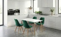 Set Masă Living SL673 Albă cu 4 Scaune J901 Verzi