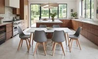 Set Masă Living SL673 Albă cu 6 Scaune de Living J900 Gri