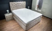 Set Pat tapițat Ocaliptus cu saltea și somieră rabatabilă incluse, 160x200 cm, bej 9