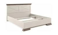 Pat Marsel 160x200 Alb Frasin cu Tăblie Decorativă și Stejar Sonoma Dark 3
