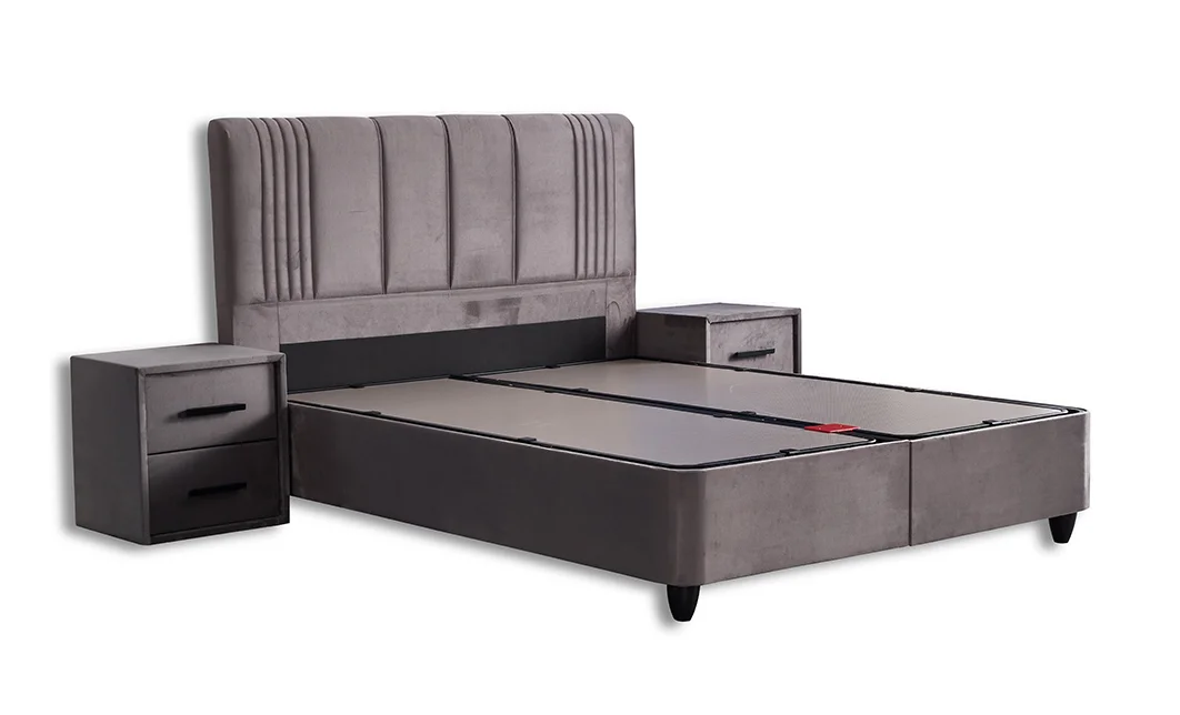 Set Pat Tapitat cu Saltea Belicia Gri, 160 x 200  8