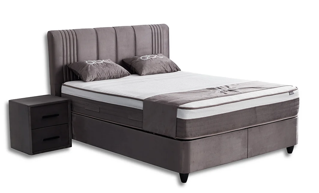 Set Pat Tapitat cu Saltea Belicia Gri, 160 x 200  7