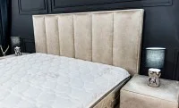 Pat Tapitat Klaus 1, bej deschis/somieră rabatabilă, 160x200 5