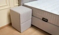 Set Pat Tapitat cu Saltea si Somiera Split Gri Deschis, 160x200