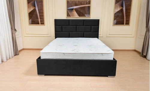 Set Pat Tapițat Mexico cu Saltea și Somieră Rabatabilă, Antracit 140x200