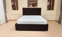 Set Pat Tapițat Mexico cu Saltea și Somieră Rabatabilă, Maro Închis 160x200 6