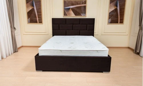 Set Pat Tapițat Mexico cu Saltea și Somieră Rabatabilă, Maro Închis 160x200