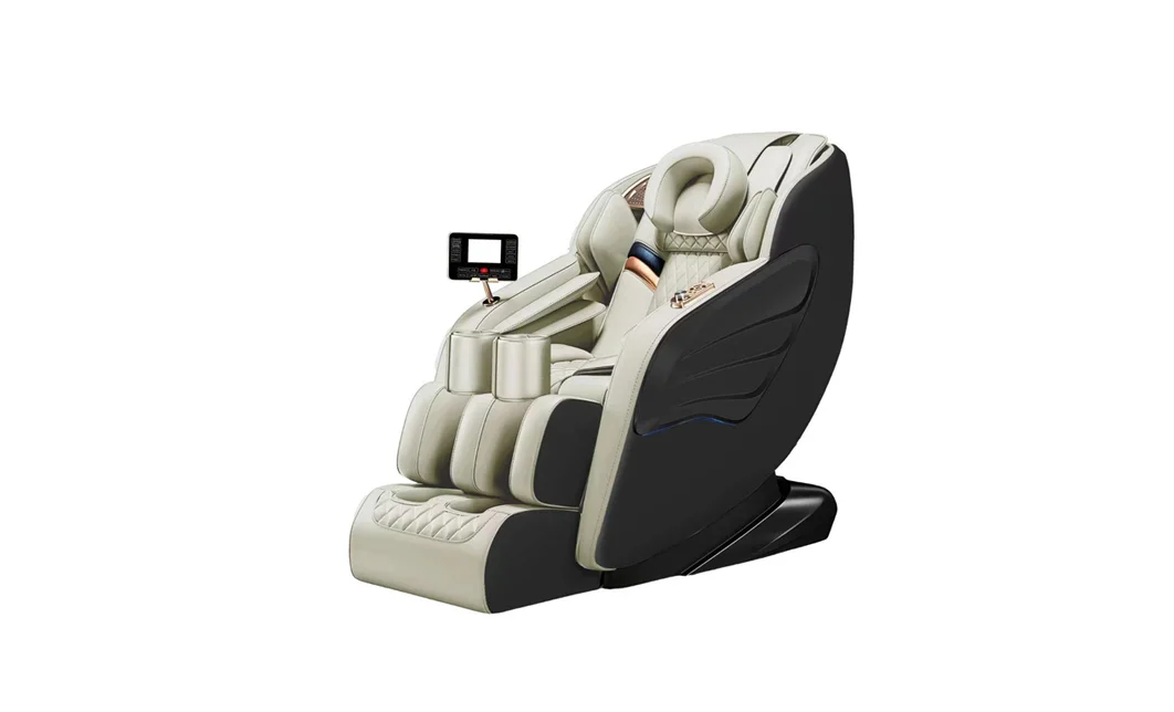 Fotoliu de Masaj A077 Bej, Masaj pe 6 Zone, Role 3D S-Curve, Stretching, Încălzire, Bluetooth