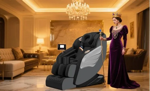 Fotoliu de Masaj A077 Gri, Masaj pe 6 Zone, Role 3D S-Curve, Stretching, Încălzire, Bluetooth