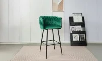 Scaun Bar KJC365 Verde cu Picioare Negre 7