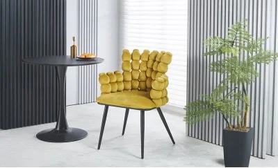 Scaun Living Tapitat KJC374 Galben