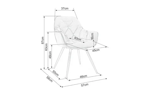 Scaun Living Tapitat KJC38 Gri