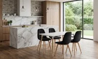 Set Masă Living SL673 Albă cu 4 Scaune KJC5304 Negre