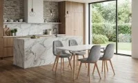 Set Masă Living SL673 Albă cu 4 Scaune KJC5304 Gri