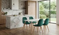 Set Masă Living SL673  Albă cu 4 Scaune KJC5304 Verzi