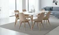 Set Masă Living SL673 Albă cu 6 Scaune de Living J901 Bej 6