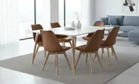 Set Masă Living SL673 Albă cu 6 Scaune de Living J901 Maro 8