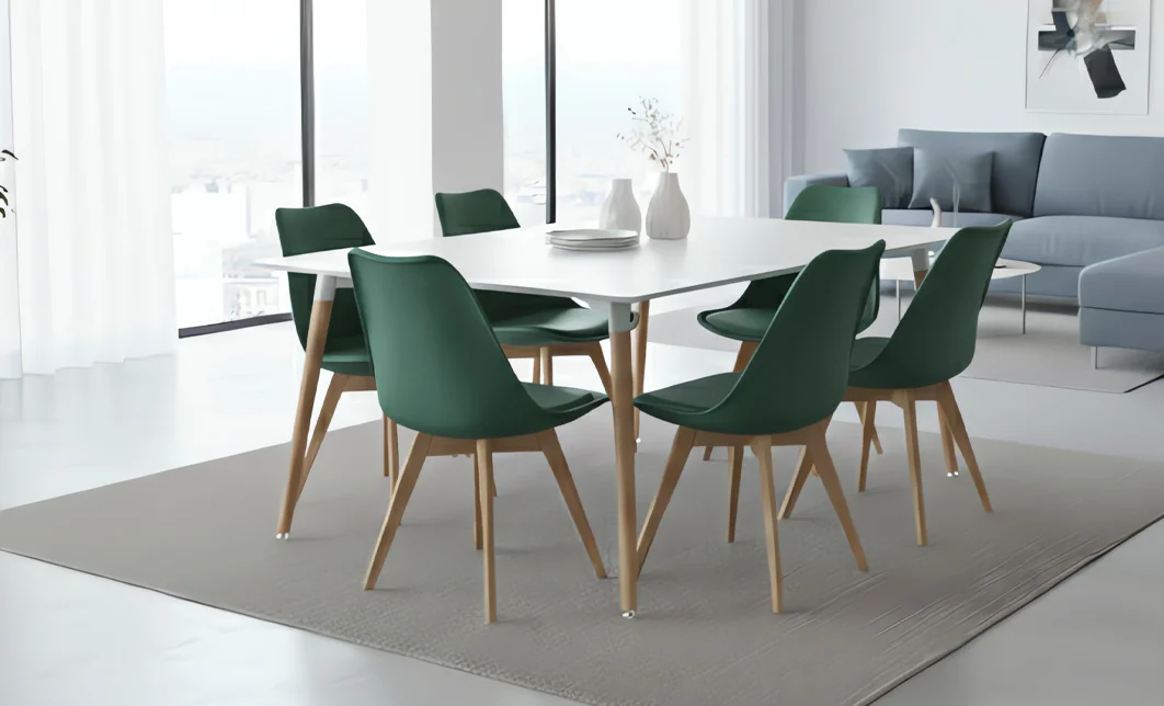 Set Masă Living SL673 Albă cu 6 Scaune de Living J901 Verde 8