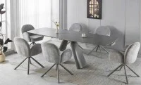 Set Masă Living DTM0408 Extensibilă cu 6 Scaune DCM0518 AS Gri