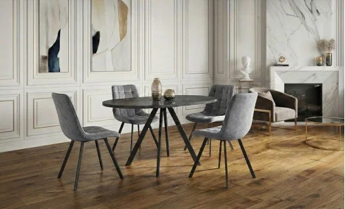Set Masă Living Extensibilă Set Masă Extensibilă DTW0902MBE Gri cu 4 Scaune J265 Gri