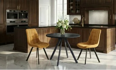 Set Masă Living Extensibilă Set Masă Extensibilă DTW0902MBE Gri cu 2 Scaune J265 Muștar