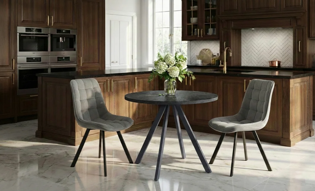 Set Masă Living Extensibilă Set Masă Extensibilă DTW0902MBE Gri cu 2 Scaune J265 Gri