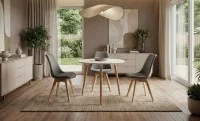 Set Masa Rotunda DT17 Albă cu 3 Scaune J901 Gri