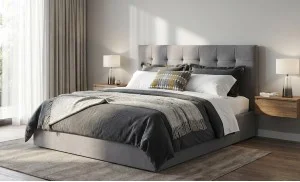 Set Pat Tapițat Cremona KJB5734 Gri cu saltea Bonell si Somieră rabatabilă, 160x200 cm