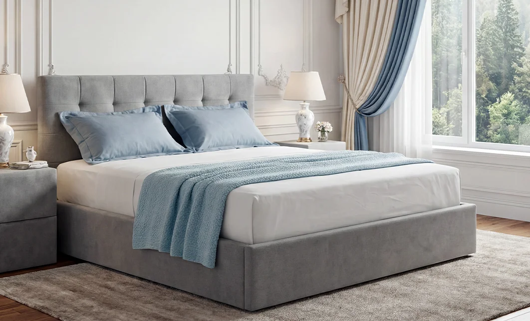 Set Pat Tapițat Cremona KJB5734 Gri cu saltea Bonell si Somieră rabatabilă, 160x200 cm 4