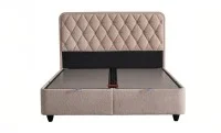 Set Pat Tapitat cu Saltea si Somiera Prestige Bej, 180x200 cm