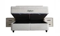Set Pat Tapitat cu Saltea si Somiera Arden White, 160x200 cm