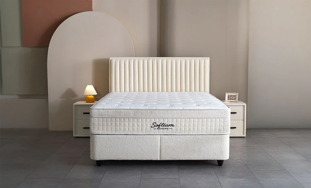 Set Pat Tapitat cu Saltea si Somiera Arden White, 160x200 cm 5