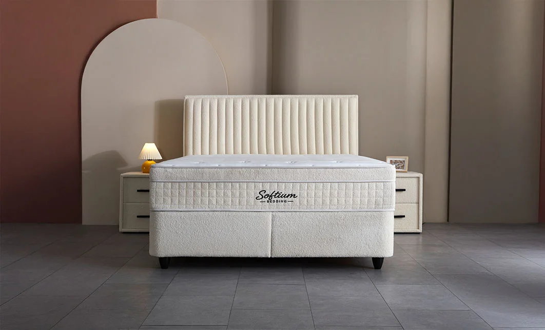 Set Pat Tapitat cu Saltea si Somiera Arden White, 160x200 cm 6