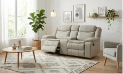 Canapea Recliner Manual cu 2 Locuri si port USB, Gri