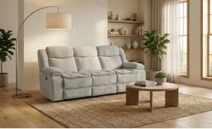 Canapea Recliner Manual cu 3 locuri si Port USB, Gri