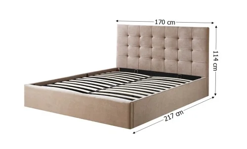 Pat Tapițat Cremona cu Somieră Rabatabilă KJB5734, Bej 160x200 