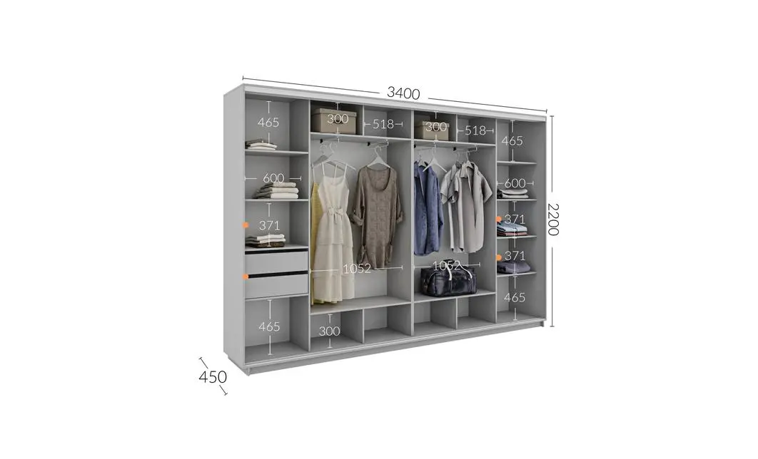 Dulap Personalizat Usi Glisante, 340 x 220 x 45 1