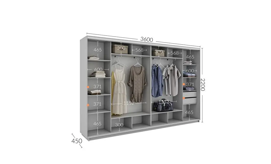 Dulap Personalizat Usi Glisante, 360 x 220 x 45 1