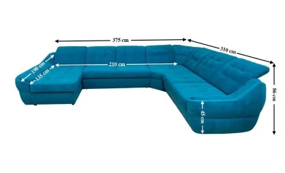 Colțar Extensibil Space XXL Turcoaz - Vega 25 Stânga