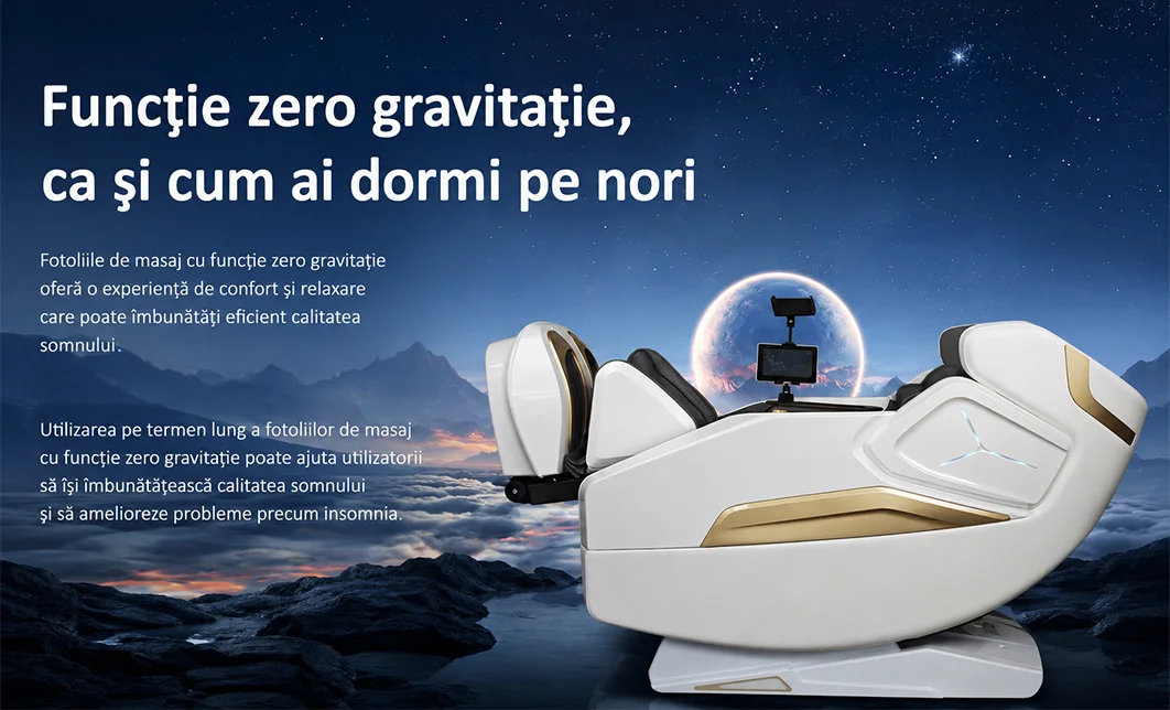Fotoliu de Masaj A013 Alb/Maro, Masaj 4D, 24 Programe, Reglare Automată a Lățimii, Zero Gravity 2