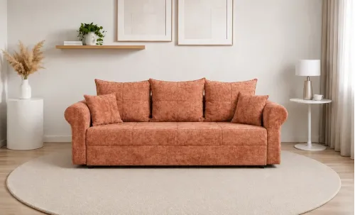 Canapea Extensibilă Elsa Bonell Mini, Rosu caramiziu