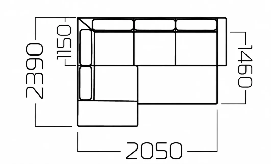 Colțar Extensibil Barry Turcoaz - Vega 25 Stânga