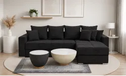 Colțar Extensibil Claudia Mare XXL Memory Negru - Aragon 99, Interschimbabil