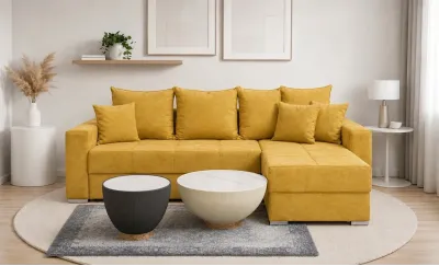 Colțar Extensibil Claudia Mare XXL Memory XXL - Lemon 43, Interschimbabil