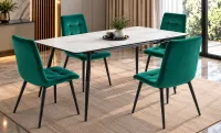 Set Masă Living Extensibilă KJT546 Bej cu 4 Scaune KJC37 Verzi