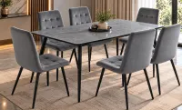 Set Masă Living Extensibilă KJT546 Gri cu 6 Scaune KJC37 Gri