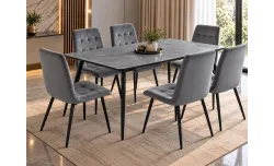 Set Masă Living Extensibilă KJT546 Gri cu 6 Scaune KJC37 Gri